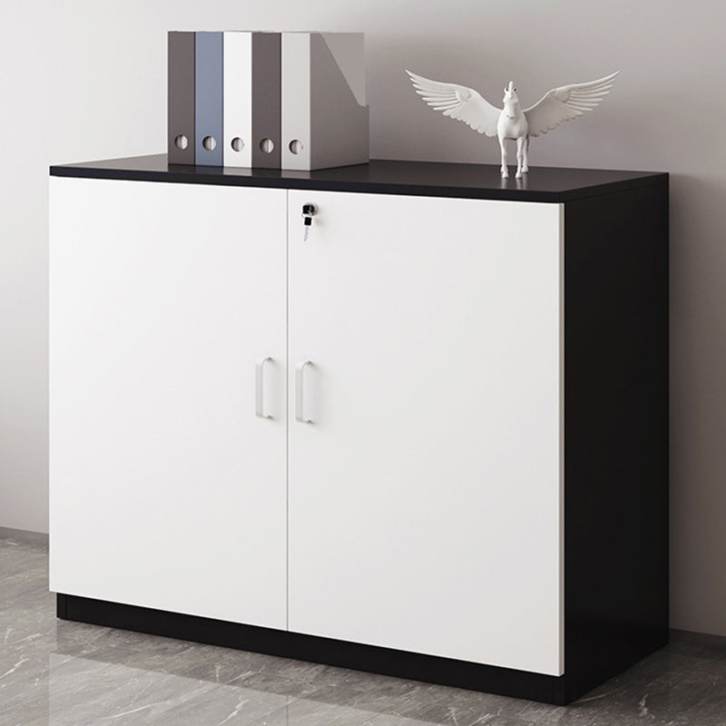 Modern Cabinet Wood Lateral Adjustable Storage Shelves and Locking Drawers File Cabinet