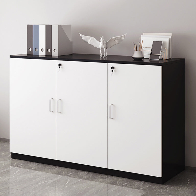 Modern Cabinet Wood Lateral Adjustable Storage Shelves and Locking Drawers File Cabinet