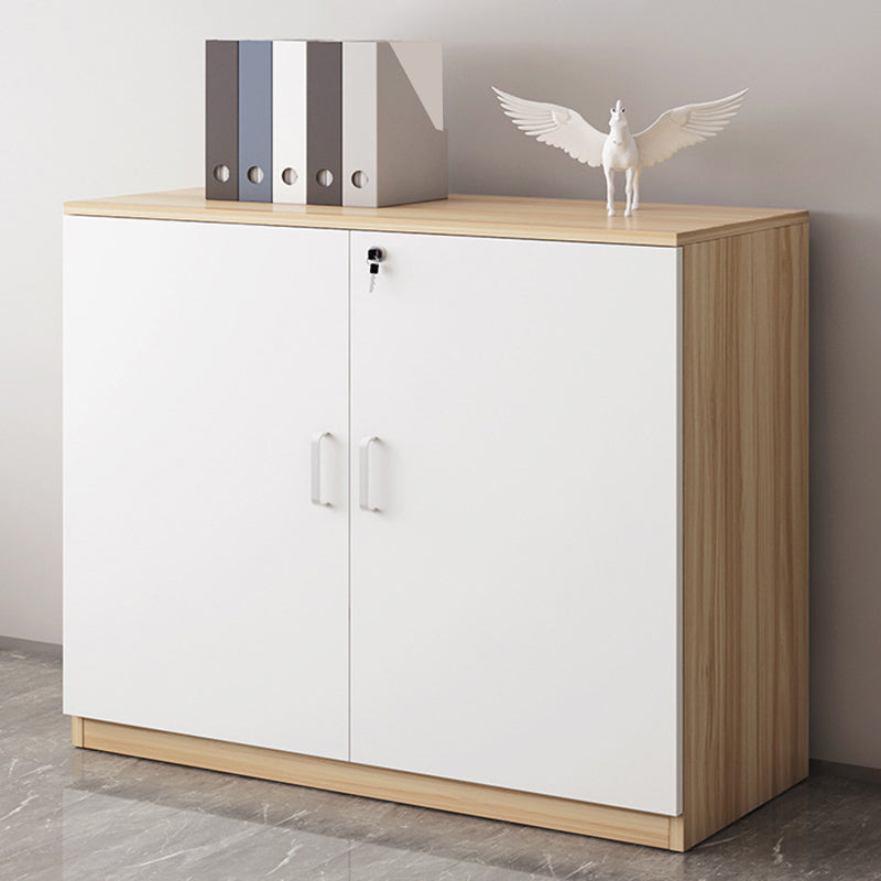 Modern Cabinet Wood Lateral Adjustable Storage Shelves and Locking Drawers File Cabinet