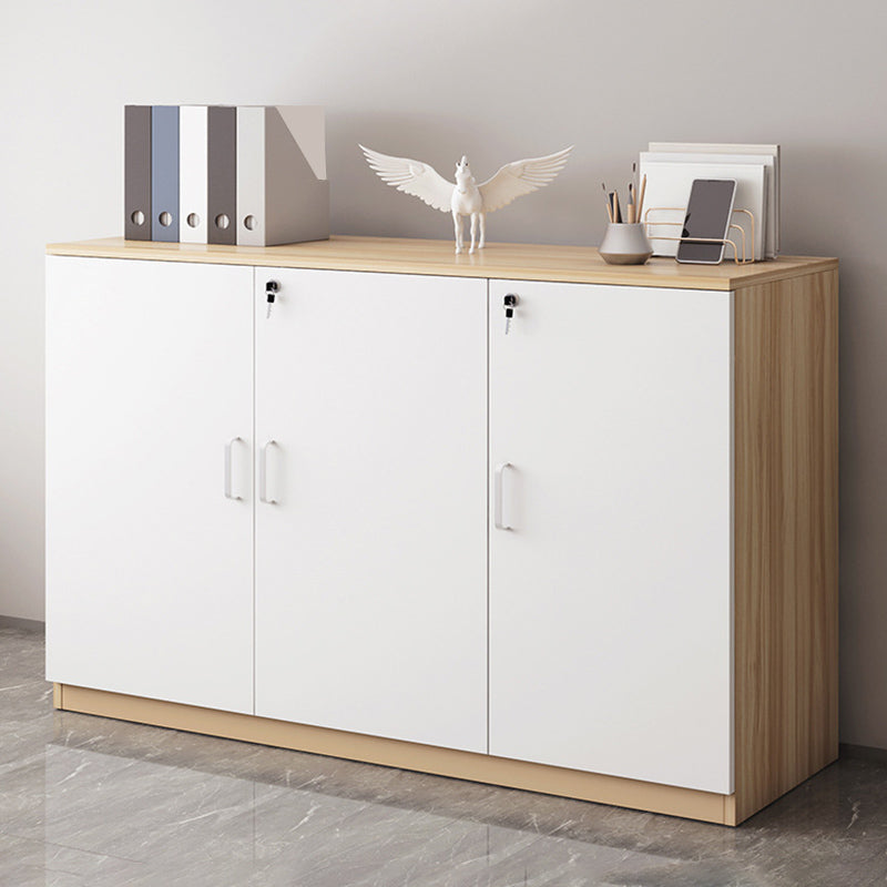 Modern Cabinet Wood Lateral Adjustable Storage Shelves and Locking Drawers File Cabinet