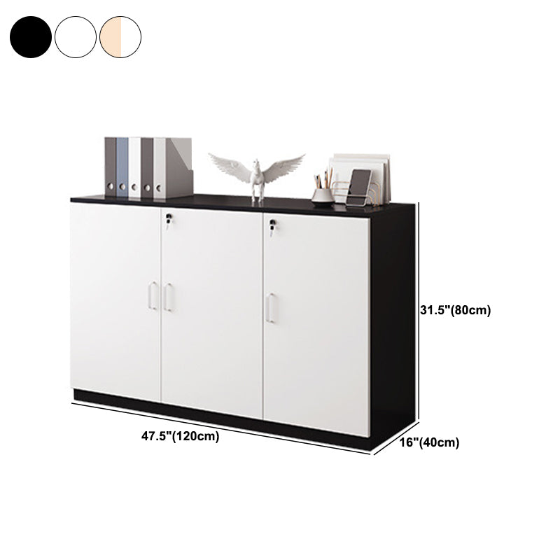 Modern Cabinet Wood Lateral Adjustable Storage Shelves and Locking Drawers File Cabinet