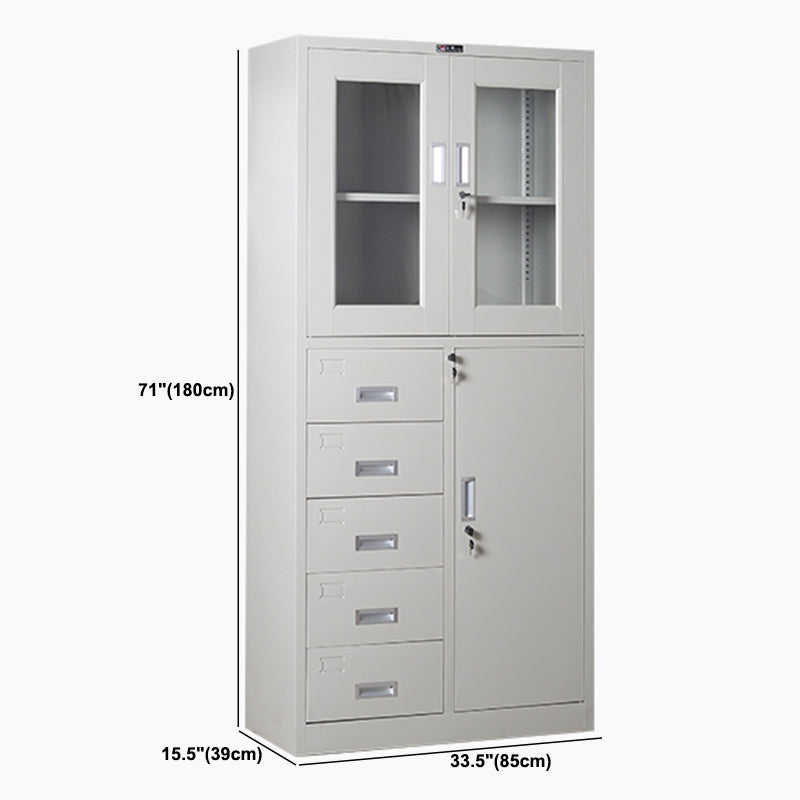 Light Gray File Cabinet Vertical Fireproof File Cabinet with Locking Drawers for Office