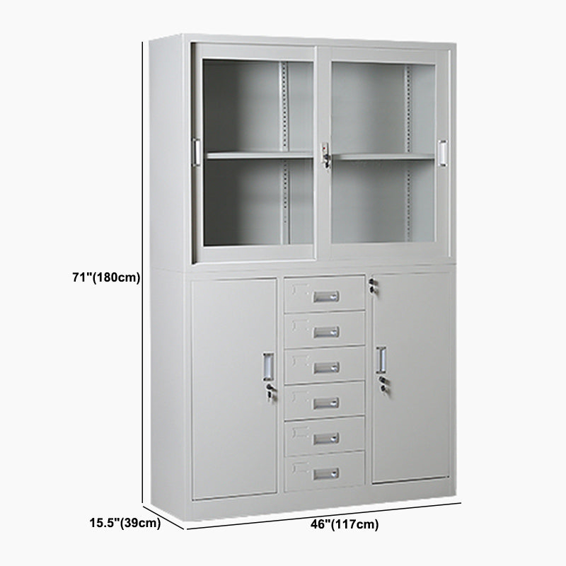 Light Gray File Cabinet Vertical Fireproof File Cabinet with Locking Drawers for Office