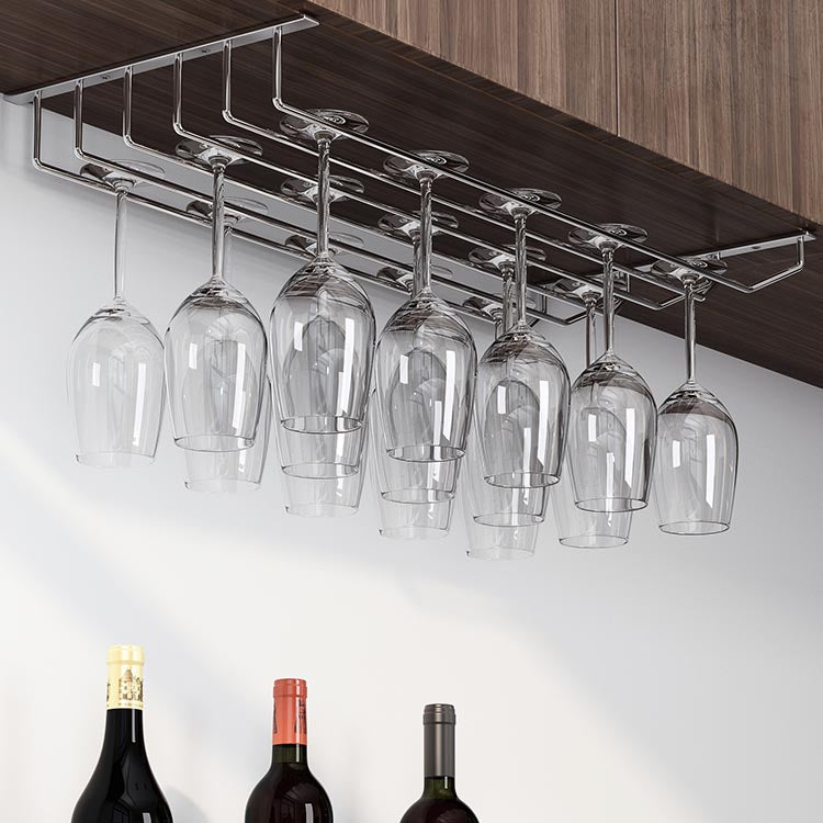 Metal Hanging Wine Glass Rack Modern Glass & Stemware Holder in Chrome