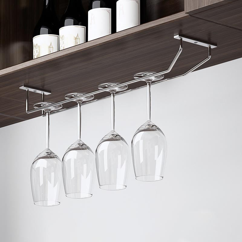 Metal Hanging Wine Glass Rack Modern Glass & Stemware Holder in Chrome