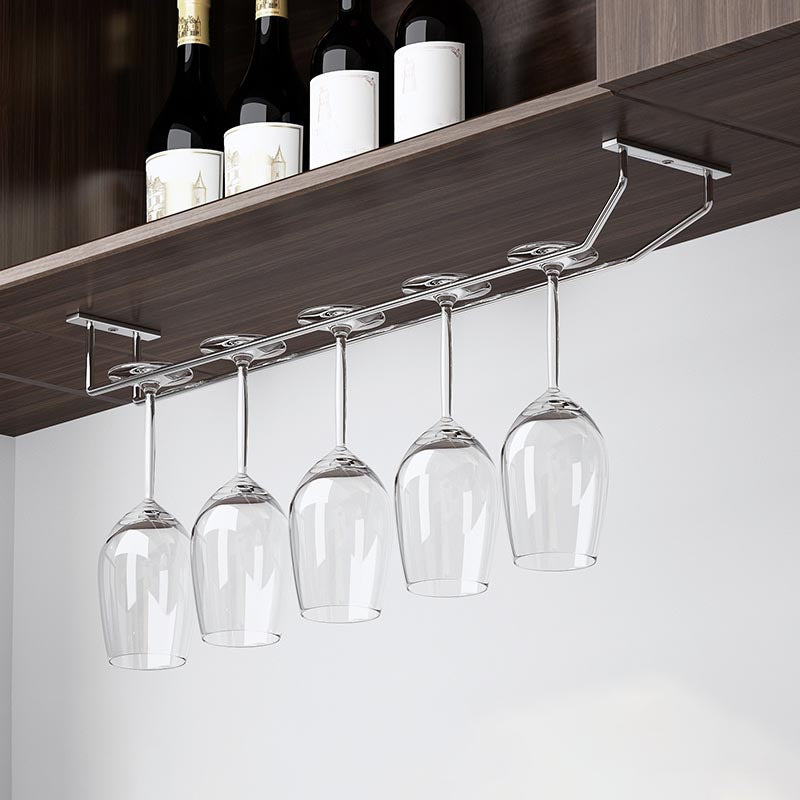 Metal Hanging Wine Glass Rack Modern Glass & Stemware Holder in Chrome