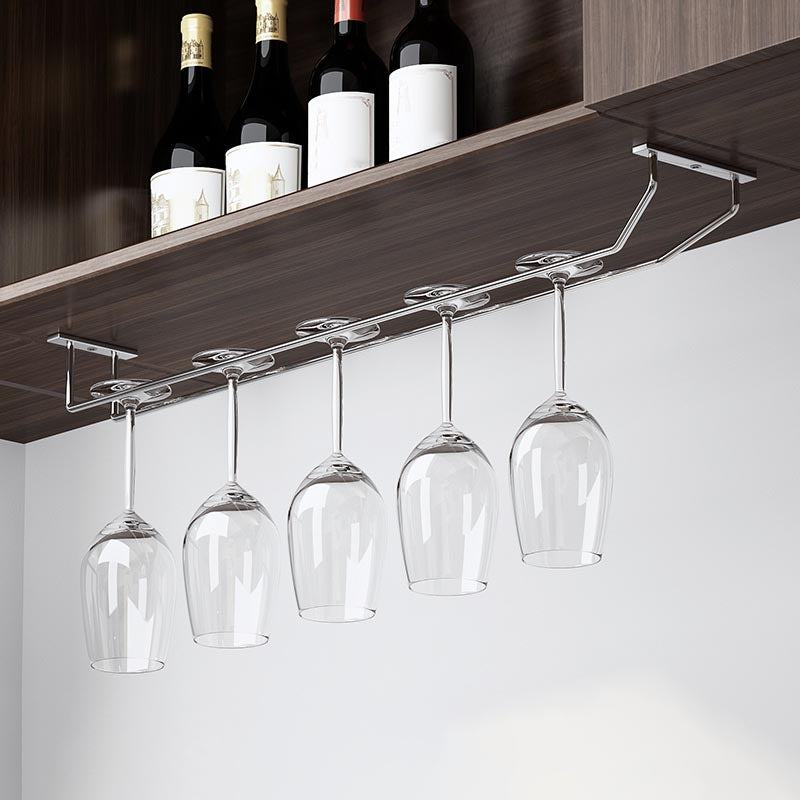 Metal Hanging Wine Glass Rack Modern Glass & Stemware Holder in Chrome