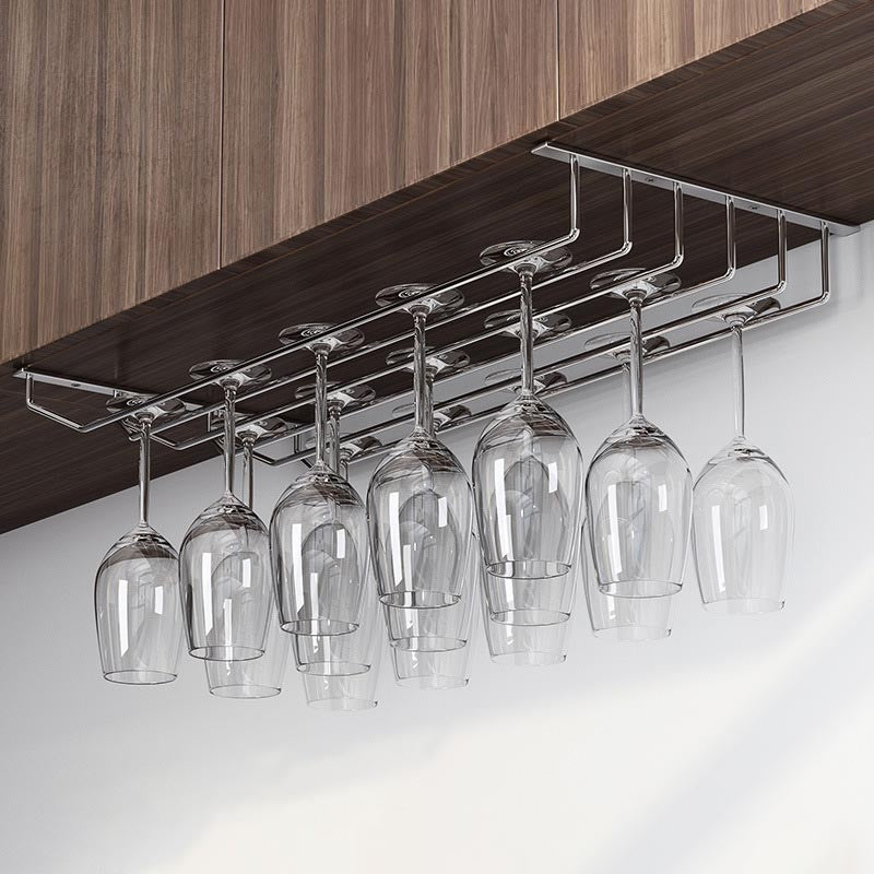 Metal Hanging Wine Glass Rack Modern Glass & Stemware Holder in Chrome