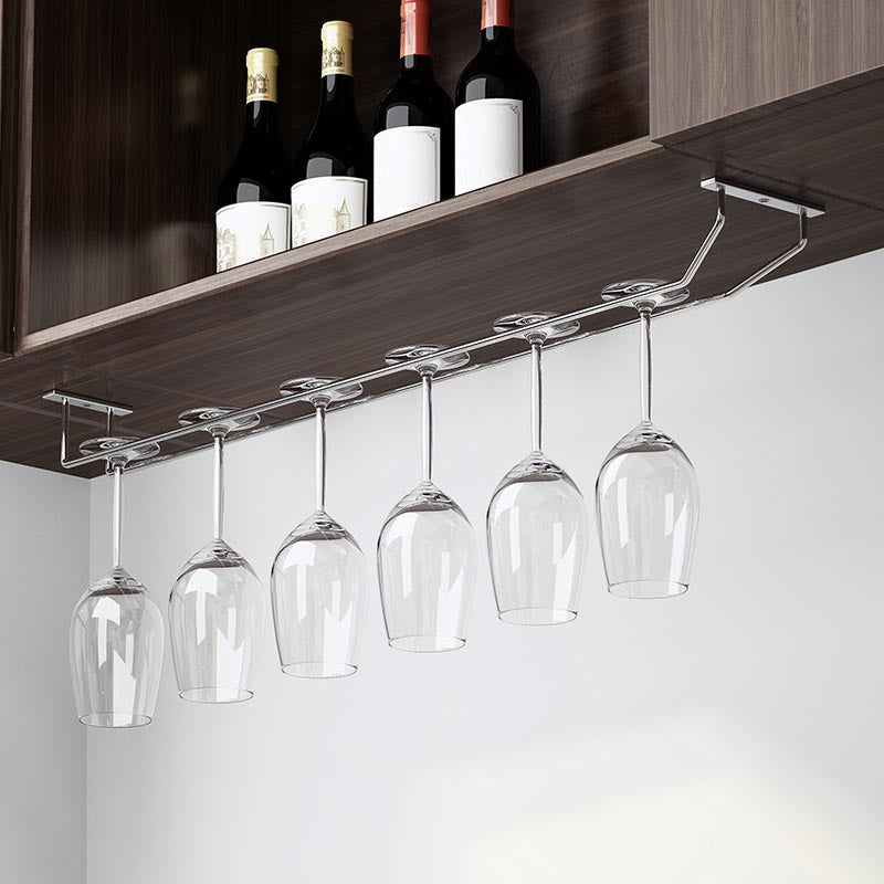 Metal Hanging Wine Glass Rack Modern Glass & Stemware Holder in Chrome