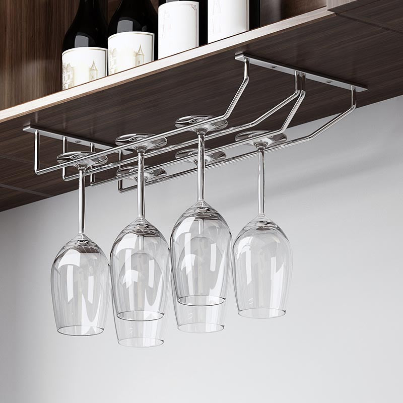 Metal Hanging Wine Glass Rack Modern Glass & Stemware Holder in Chrome