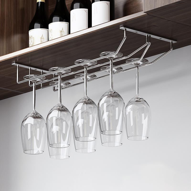 Metal Hanging Wine Glass Rack Modern Glass & Stemware Holder in Chrome