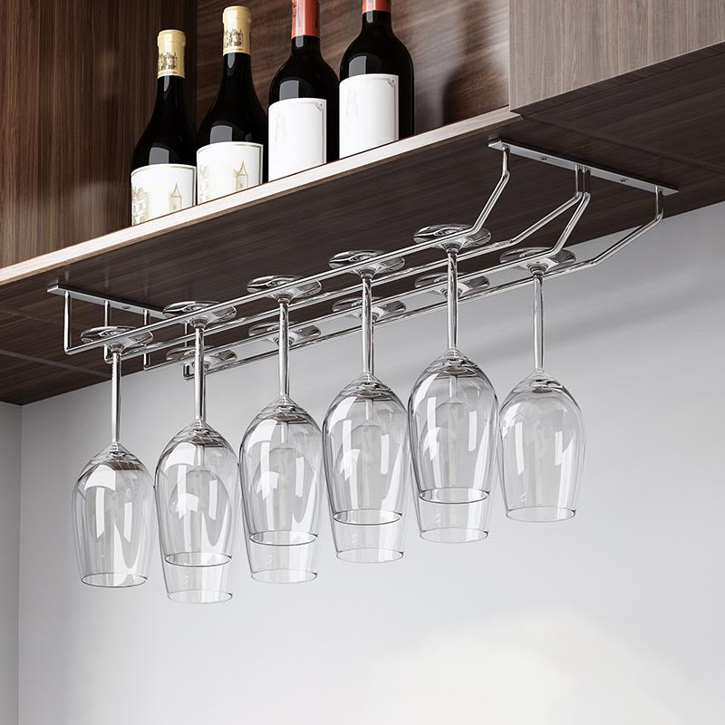 Metal Hanging Wine Glass Rack Modern Glass & Stemware Holder in Chrome