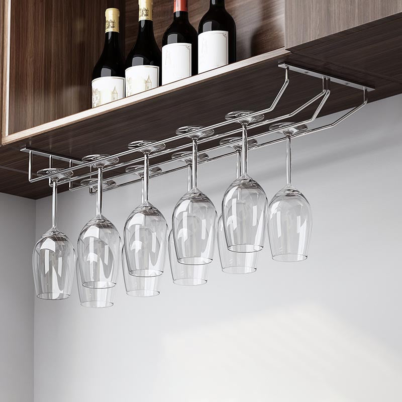 Metal Hanging Wine Glass Rack Modern Glass & Stemware Holder in Chrome