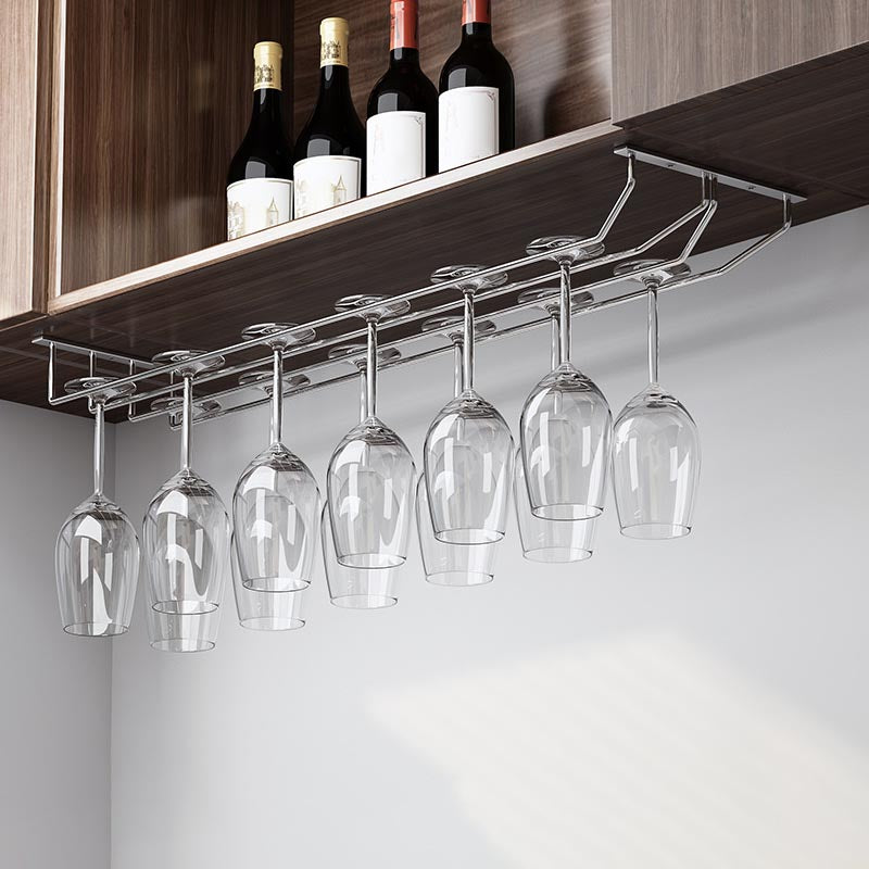 Metal Hanging Wine Glass Rack Modern Glass & Stemware Holder in Chrome