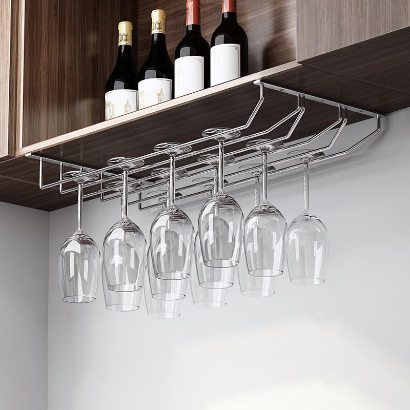 Metal Hanging Wine Glass Rack Modern Glass & Stemware Holder in Chrome