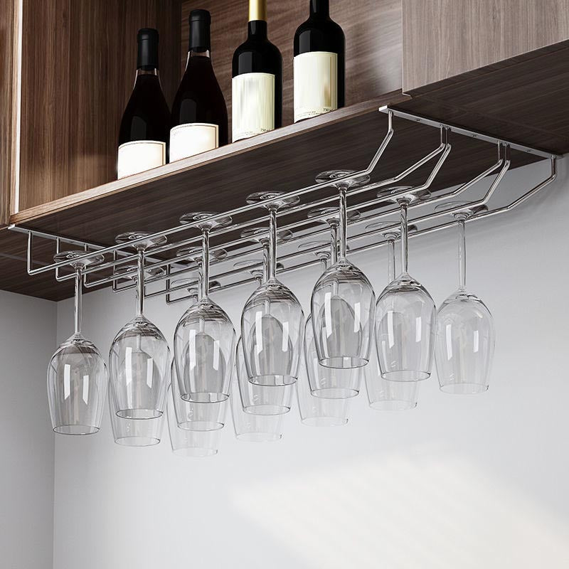 Metal Hanging Wine Glass Rack Modern Glass & Stemware Holder in Chrome