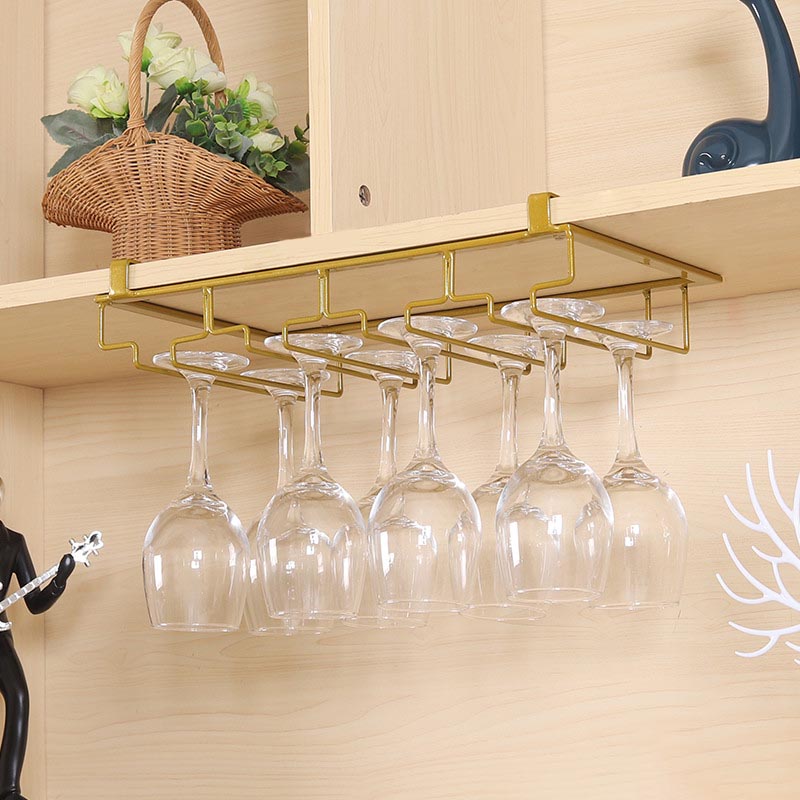 Contemporary Hanging Wine Glass Rack Metal Glass & Stemware Holder for Kitchen