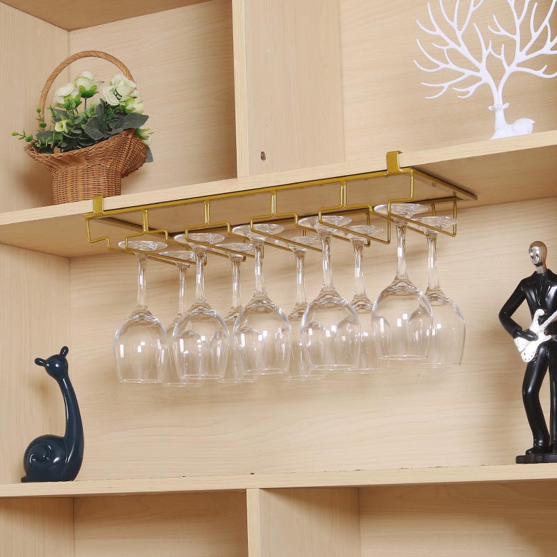 Contemporary Hanging Wine Glass Rack Metal Glass & Stemware Holder for Kitchen