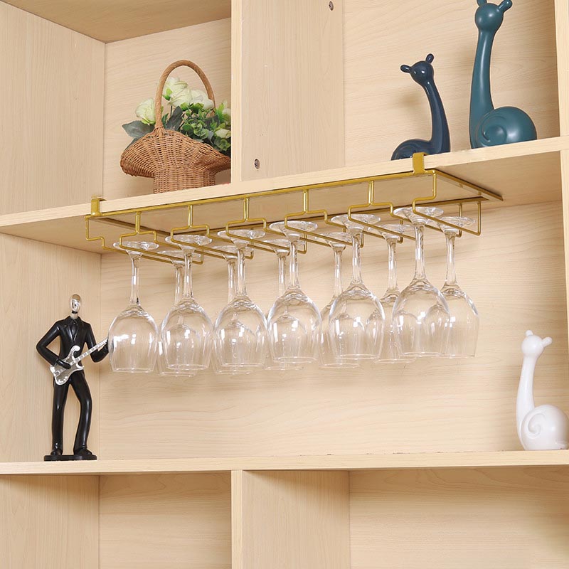 Contemporary Hanging Wine Glass Rack Metal Glass & Stemware Holder for Kitchen