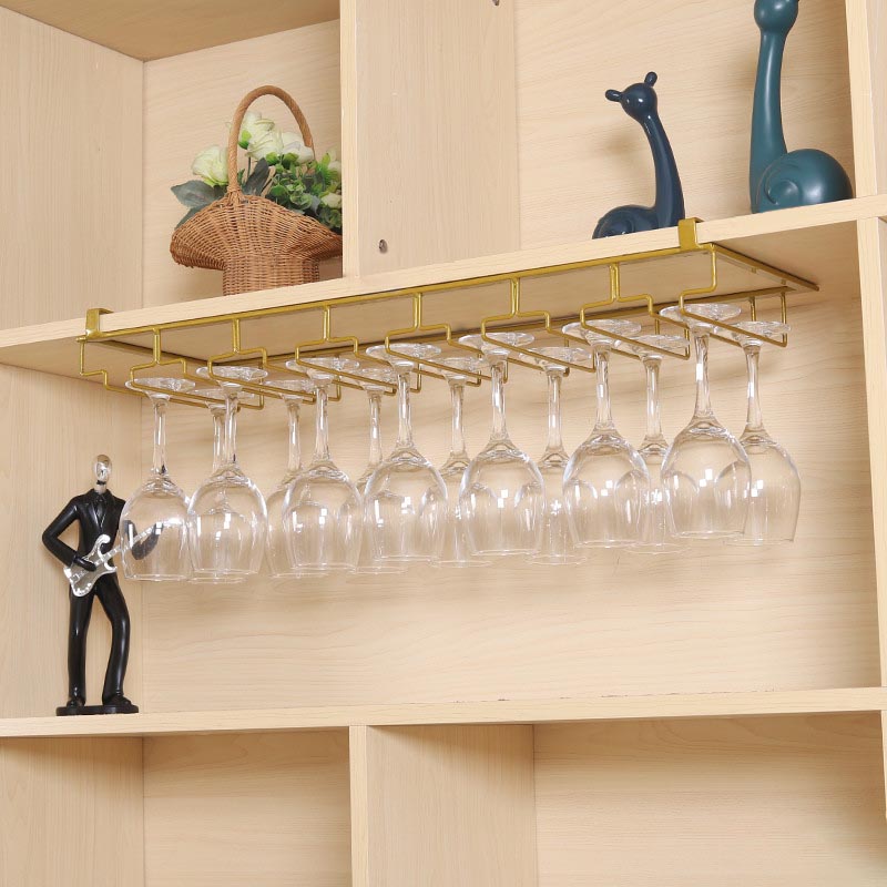 Contemporary Hanging Wine Glass Rack Metal Glass & Stemware Holder for Kitchen