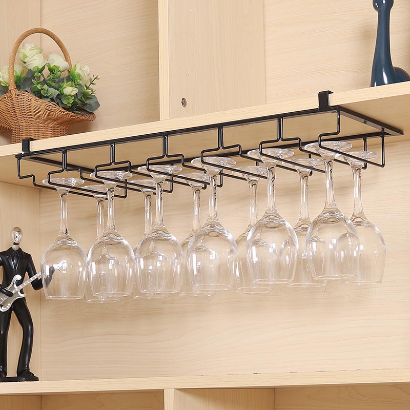 Contemporary Hanging Wine Glass Rack Metal Glass & Stemware Holder for Kitchen