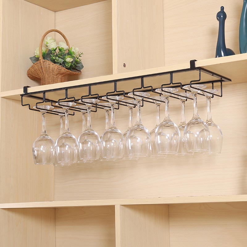 Contemporary Hanging Wine Glass Rack Metal Glass & Stemware Holder for Kitchen