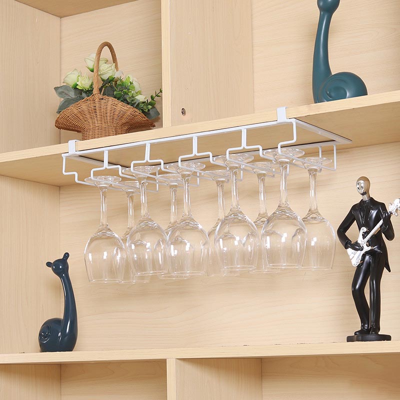 Contemporary Hanging Wine Glass Rack Metal Glass & Stemware Holder for Kitchen