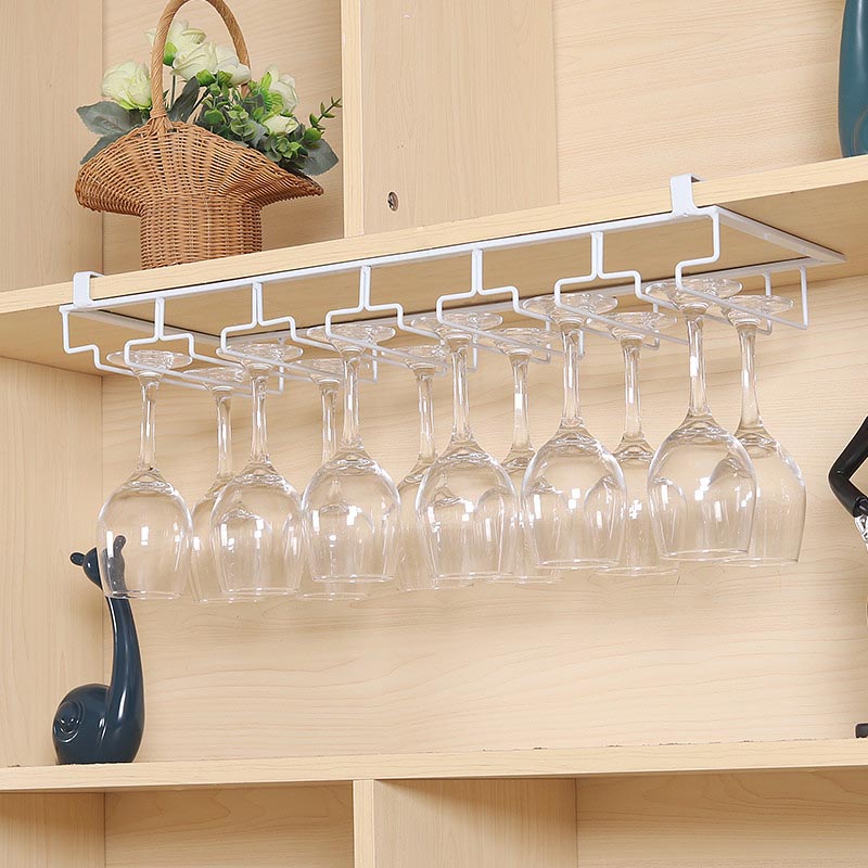 Contemporary Hanging Wine Glass Rack Metal Glass & Stemware Holder for Kitchen