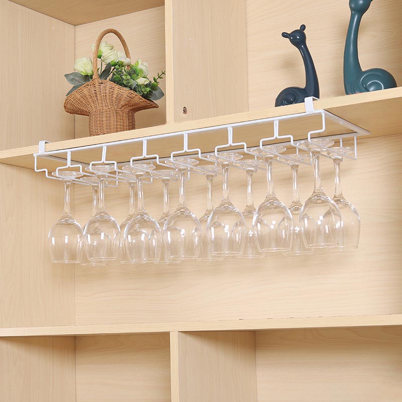 Contemporary Hanging Wine Glass Rack Metal Glass & Stemware Holder for Kitchen