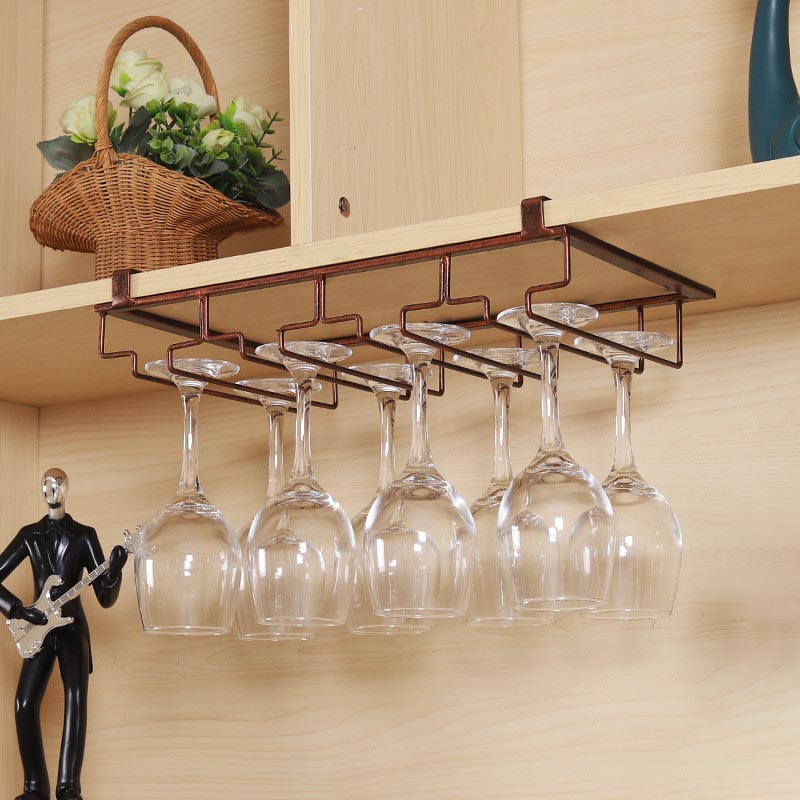 Contemporary Hanging Wine Glass Rack Metal Glass & Stemware Holder for Kitchen