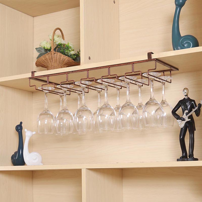 Contemporary Hanging Wine Glass Rack Metal Glass & Stemware Holder for Kitchen