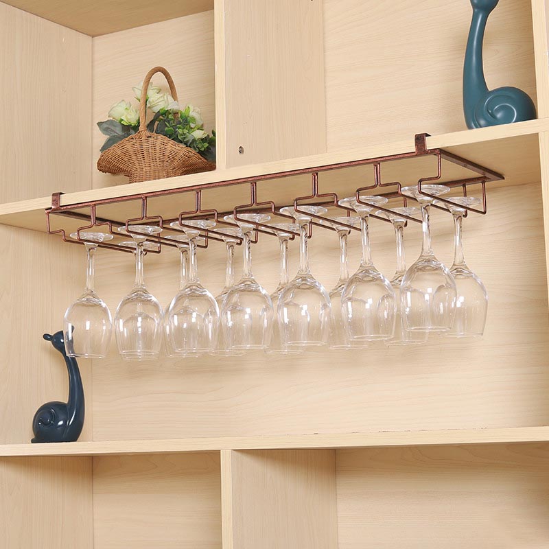 Contemporary Hanging Wine Glass Rack Metal Glass & Stemware Holder for Kitchen