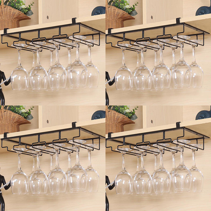 Contemporary Hanging Wine Glass Rack Metal Glass & Stemware Holder for Kitchen