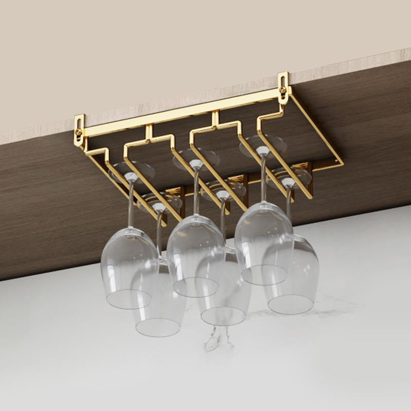 Modern Hanging Glass & Stemware Holder Metal Glass Rack Under Cabinet