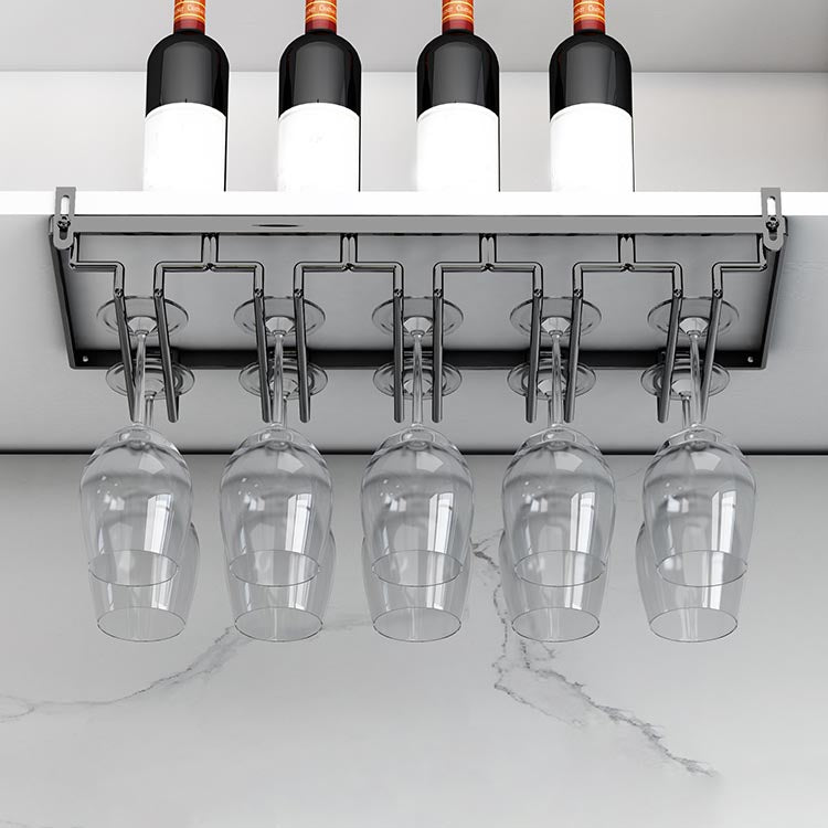 Modern Hanging Glass & Stemware Holder Metal Glass Rack Under Cabinet