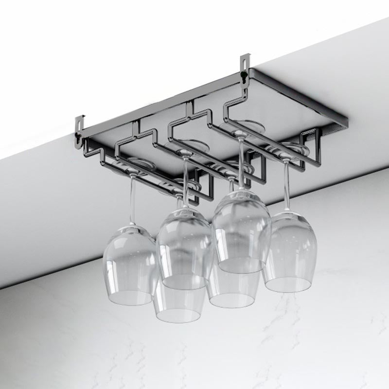 Modern Hanging Glass & Stemware Holder Metal Glass Rack Under Cabinet