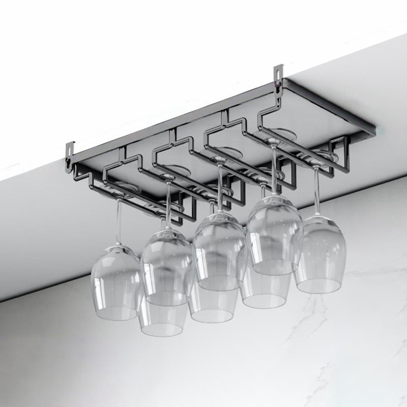 Modern Hanging Glass & Stemware Holder Metal Glass Rack Under Cabinet