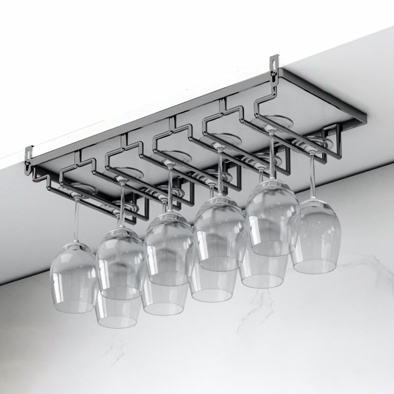 Modern Hanging Glass & Stemware Holder Metal Glass Rack Under Cabinet