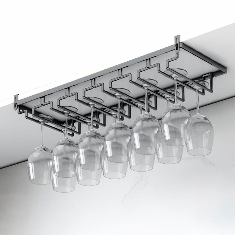 Modern Hanging Glass & Stemware Holder Metal Glass Rack Under Cabinet