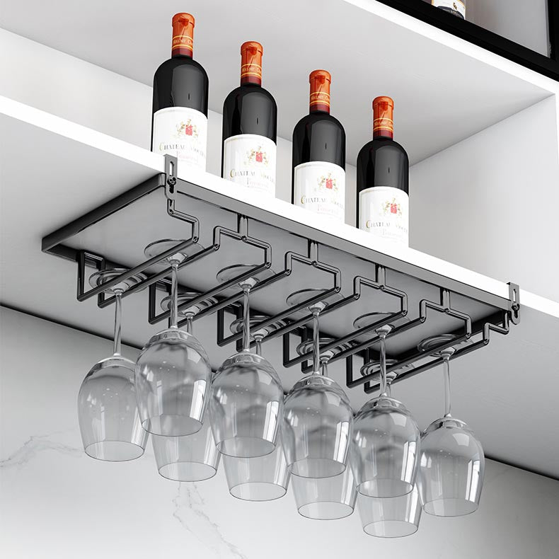 Modern Hanging Glass & Stemware Holder Metal Glass Rack Under Cabinet