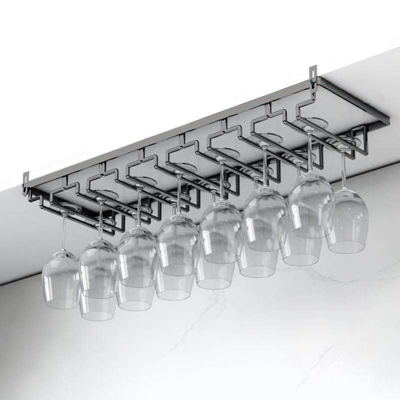 Modern Hanging Glass & Stemware Holder Metal Glass Rack Under Cabinet