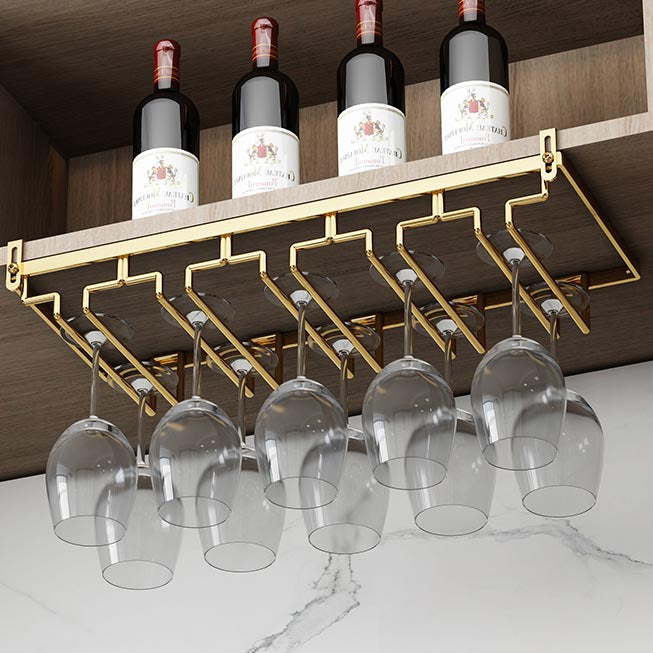 Modern Hanging Glass & Stemware Holder Metal Glass Rack Under Cabinet