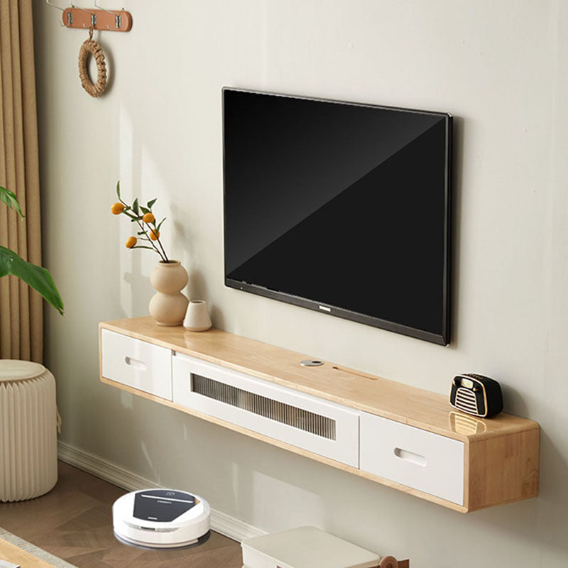 Scandinavian Solid Wood TV Console 2-Drawer 1-Door Floating TV Stand