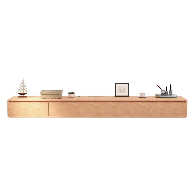 Nordic Wall-Mounted TV Console Solid Wood 2-Drawer Floating TV Stand Console