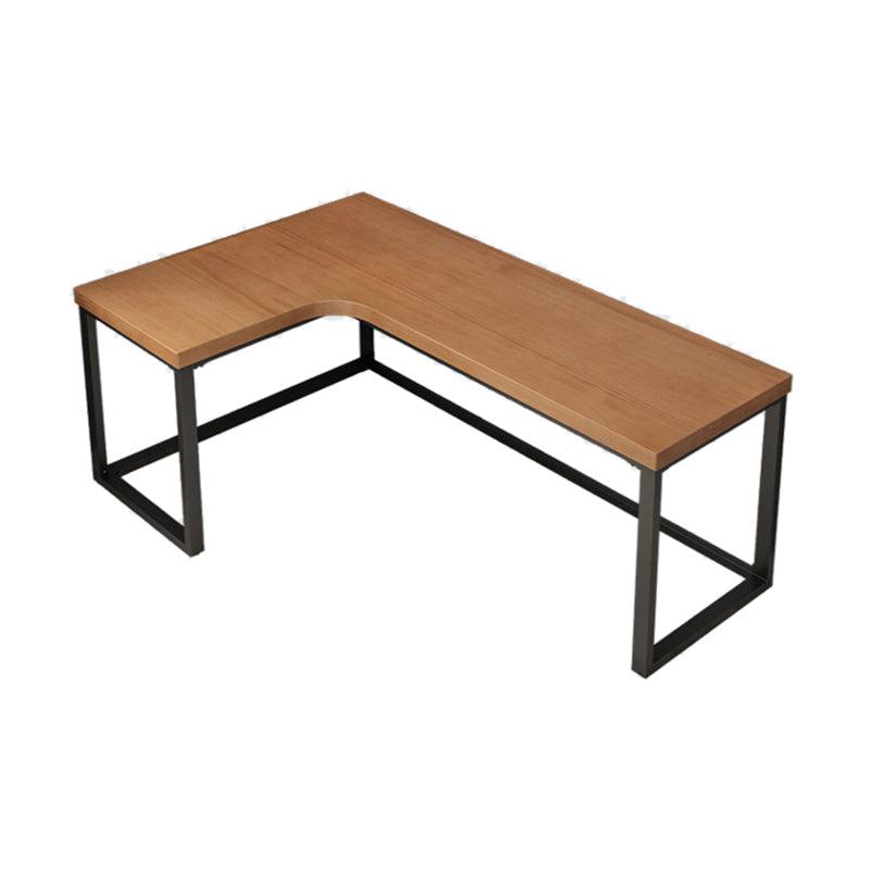 Industrial L-Shape Writing Desk Brown Manufactured Wood Office Desk