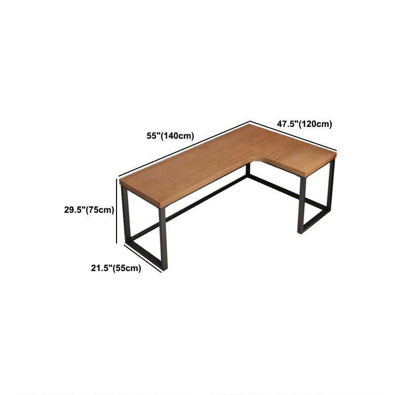 Industrial L-Shape Writing Desk Brown Manufactured Wood Office Desk