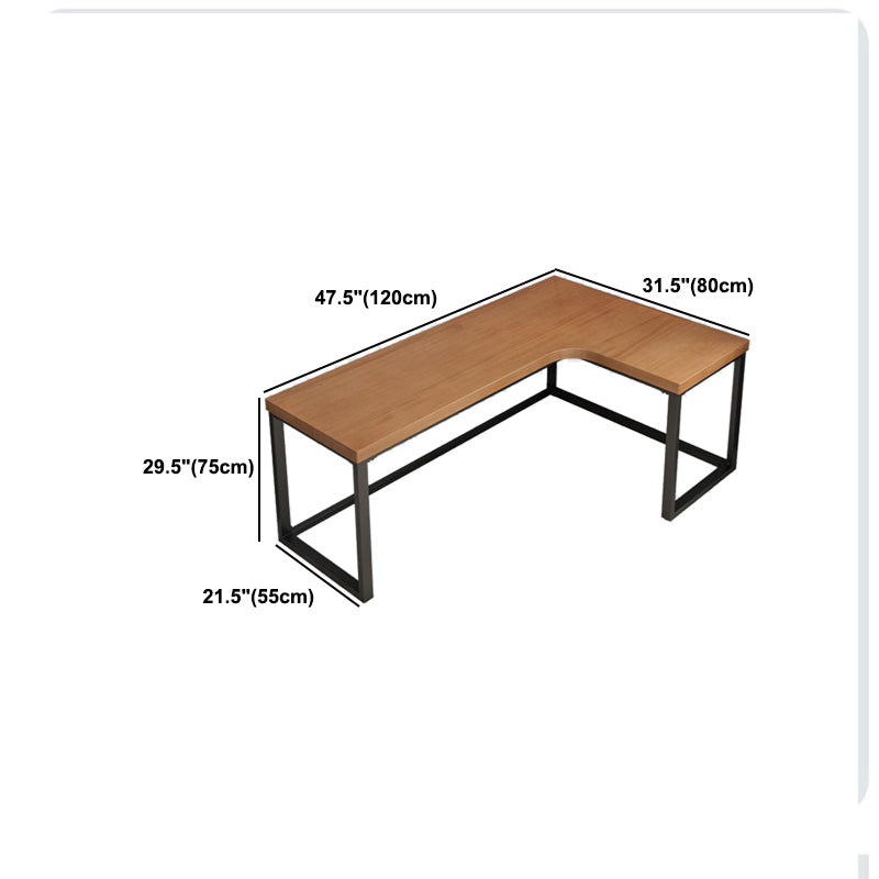 Industrial L-Shape Writing Desk Brown Manufactured Wood Office Desk