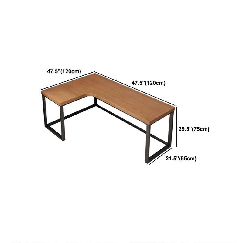 Industrial L-Shape Writing Desk Brown Manufactured Wood Office Desk