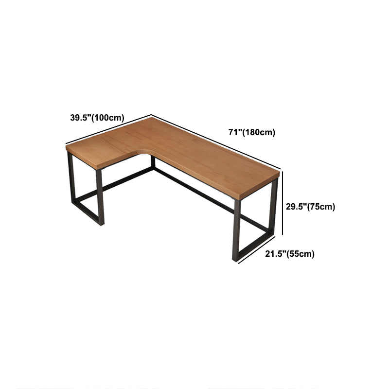 Industrial L-Shape Writing Desk Brown Manufactured Wood Office Desk