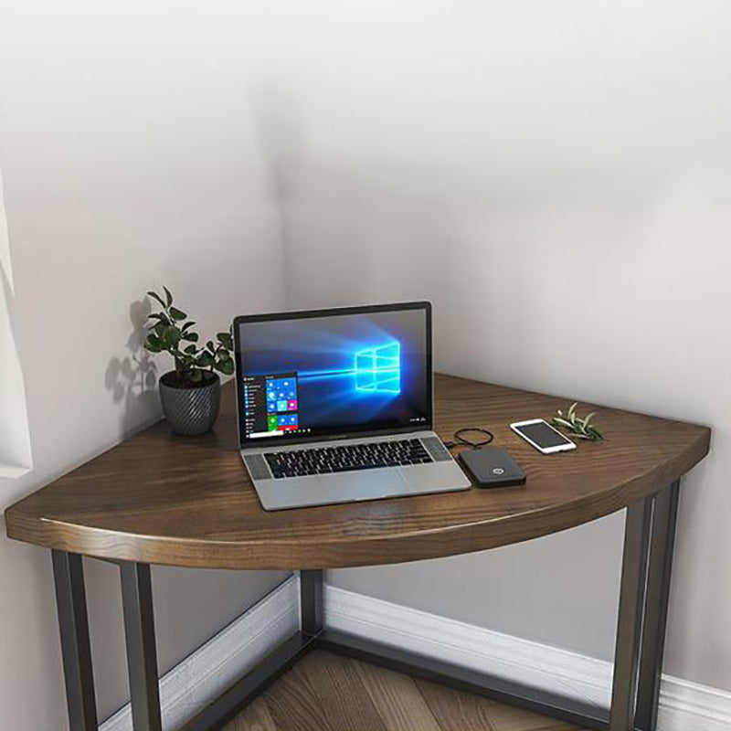 Industrial Solid Wood Writing Desk Corner Dormitory Office Desk with Metal Legs